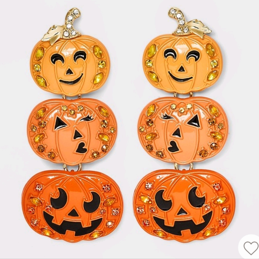 Sugarfix x Baublebar Halloween Stacked Pumpkin Jack O Lantern Earrings